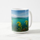 Seahorse Trio bij Coral Reef Koffiemok (Voorkant rechts)