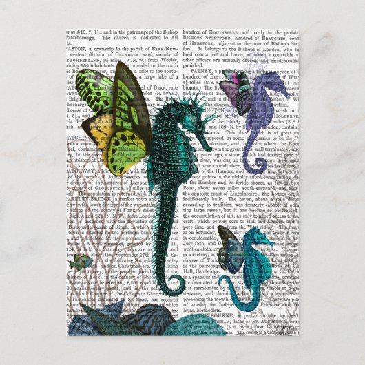Seahorse trio met Wings Briefkaart (Voorkant)