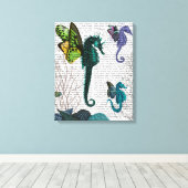 Seahorse trio met Wings Canvas Afdruk (Insitu (Houten vloer))