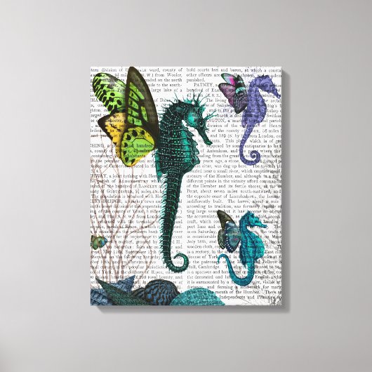Seahorse trio met Wings Canvas Afdruk (Voorkant)
