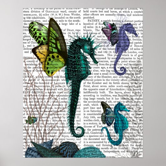 Seahorse trio met Wings Poster (Voorkant)