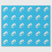 Seahorse Tropical Blue kerstwrapping Paper Cadeaupapier (Vlak)