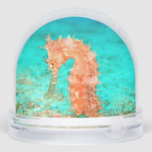 Seahorse tropical carribean turquoise orange  sneeuwbol (Achterkant)