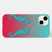 Seahorse turquoise silhouettes Simple Nautical Case-Mate iPhone Case (Achterkant (horizontaal))