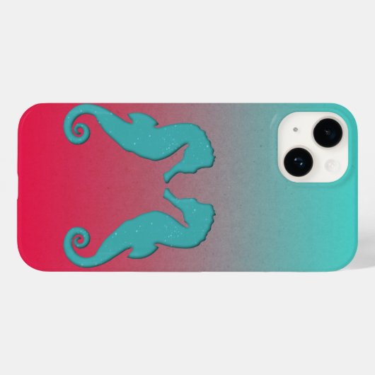 Seahorse turquoise silhouettes Simple Nautical Case-Mate iPhone Case (Achterkant (horizontaal))