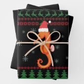Seahorse Ugly KerstSweater Funny Zee Fish Inpakpapier Vel (In situ)