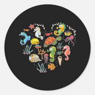 Seahorse underwater Animal Heart Zee Horse Lover Ronde Sticker