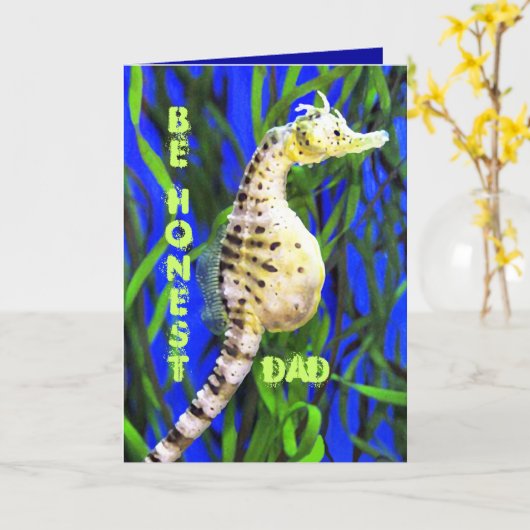 Seahorse Vaderdag Kaart (Gele Bloem)