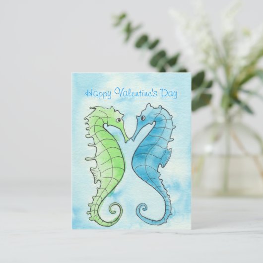 Seahorse Valentine Feestdagenkaart (Staand voorkant)