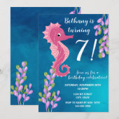 Seahorse verjaardagsuitnodiging kaart (Voorkant / Achterkant)