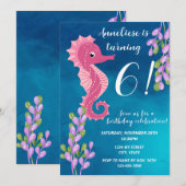 Seahorse verjaardagsuitnodiging kaart (Voorkant / Achterkant)