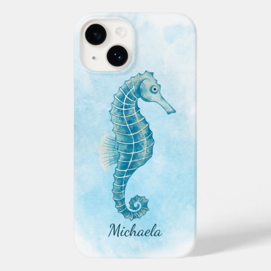 Seahorse Waterverf Kustnaam Case-Mate iPhone Case (Achterkant)