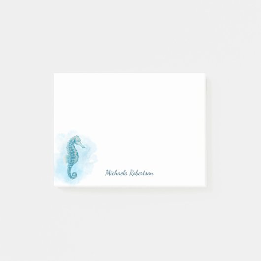 Seahorse Waterverf Oceaan gepersonaliseerd Post-it® Notes (Voorkant)
