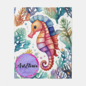Seahorse Waterverf Print Fleece Deken (Voorkant)