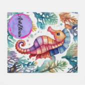Seahorse Waterverf Print Fleece Deken (Voorkant (Horizontaal))
