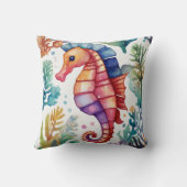 Seahorse Waterverf Print Kussen (Achterkant)