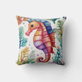 Seahorse Waterverf Print Kussen (Voorkant)