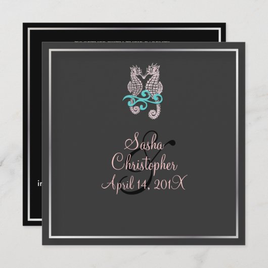 Seahorse Wedding Invitations Kaart (Voorkant / Achterkant)