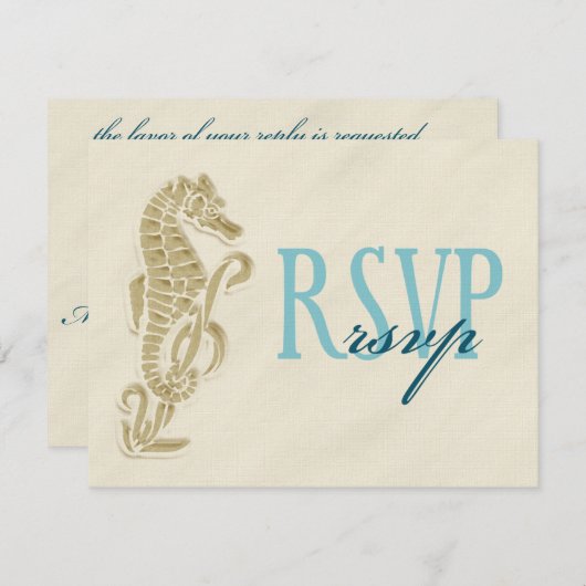Seahorse Wedding RSVP Card (Voorkant / Achterkant)