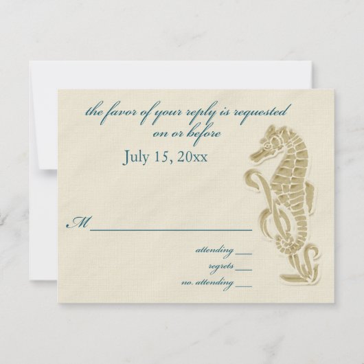 Seahorse Wedding RSVP Card (Achterkant)