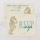 Seahorse Wedding RSVP Card Kaartje (Voorkant / Achterkant)