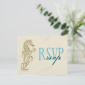 Seahorse Wedding RSVP Card Kaartje (Staand voorkant)
