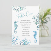 Seahorse Wedding Seating Chart, Table Plan Kaart (Staand voorkant)