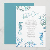 Seahorse Wedding Seating Chart, Table Plan Kaart (Voorkant / Achterkant)
