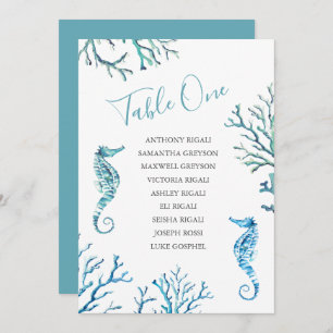 Seahorse Wedding Seating Chart, Table Plan Kaart