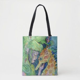 Seahorse Whisperer Mermaid waterverf art Tote Bag