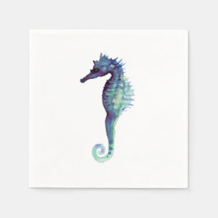 Seahorse white decoration paper napkins paars servetten