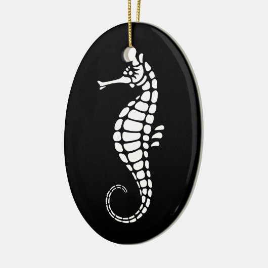 Seahorse White Keramisch Ornament (Links)