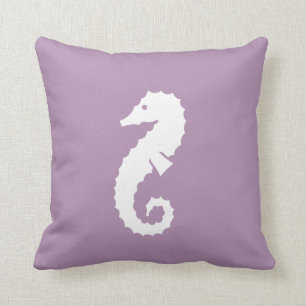 SEAHORSE WHITE OP LAVENDER blauwe kussen