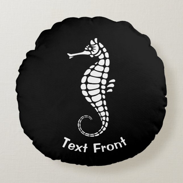 Seahorse White Rond Kussen (Voorkant)