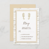 Seahorse Whitewash Wood Beach Wedding RSVP (Voorkant / Achterkant)