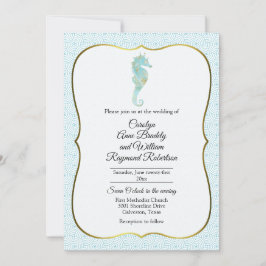 Seahorse with Aqua Wave Lijst Wedding Kaart