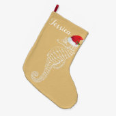 Seahorse with Santa Hat Stocking Grote Kerstsok (Voorkant (Hangend))