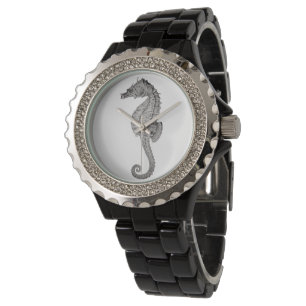 Seahorse Womens Black Wristwatch Horloge