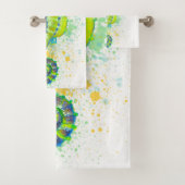 Seahorse Yellow Lime Green Splash Ink Bad Handdoek (Insitu)