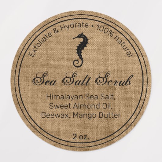 Seahorse Zee Salt Scrub Labels (Design 1)