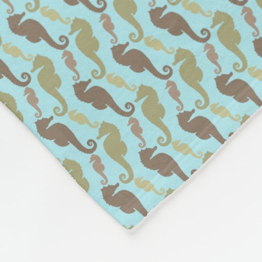 Seahorse Zigzag Pattern Aquamarine Fleece Blanket (Hoek)