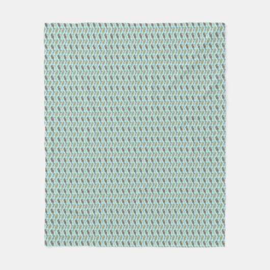 Seahorse Zigzag Pattern Aquamarine Fleece Blanket Deken (Voorkant)