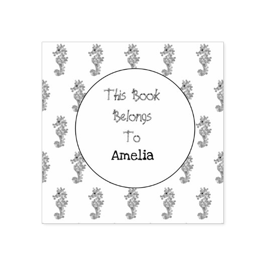  Seahorses Bookplate Rubber Stamp Rubberstempel (Afrduk)