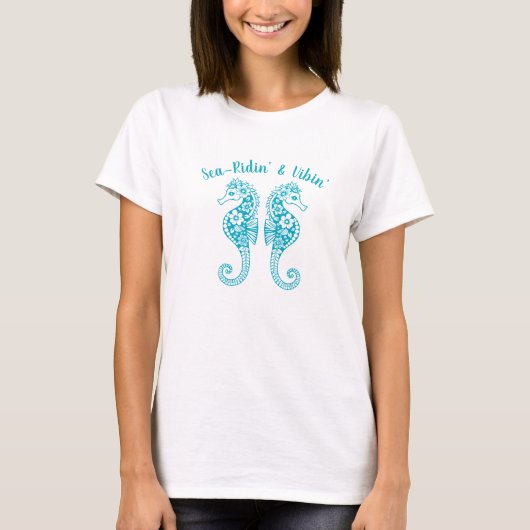 Seahorses-Fisherman Core-Hawaiian Tropical-Azure T-shirt (Voorkant)