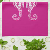 Seahorses-Hawaiian-Fisherman Core-Pink Theedoek (Gevouwen)