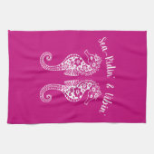 Seahorses-Hawaiian-Fisherman Core-Pink Theedoek (Horizontaal)