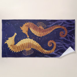 Seahorses Illustration – Elegant Ocean Art Strandlaken