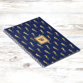 Seahorses in Elegant Navy n Gold Monogram Initial Notitieboek