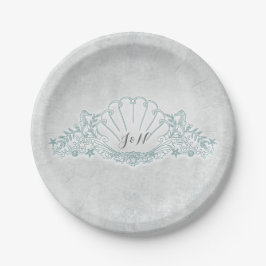 Seahorses & Seashell Beach Huwelijksreceptie Papieren Bordje