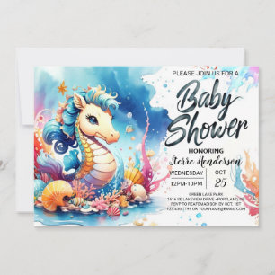 Seahorse's Undersea Garden Baby shower Kaart